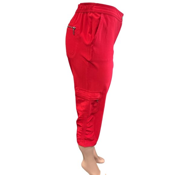 Chicos Zenergy Red Luxury Soft Stretch Capris Zipper Cargo Pockets Size 0 - Picture 7 of 11